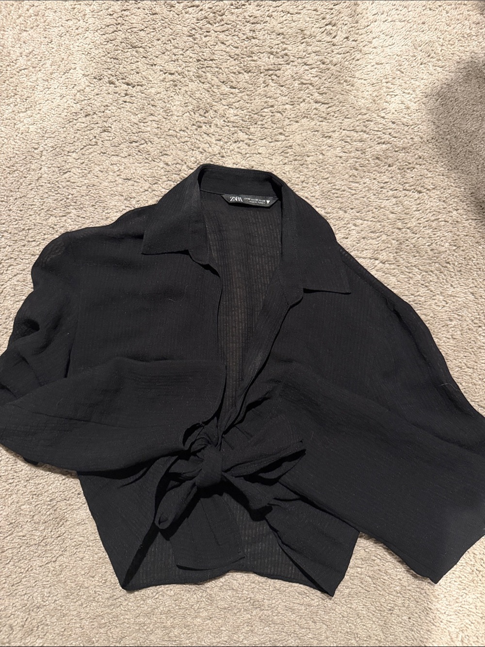 Zara Black Tie-Front shirt sexy